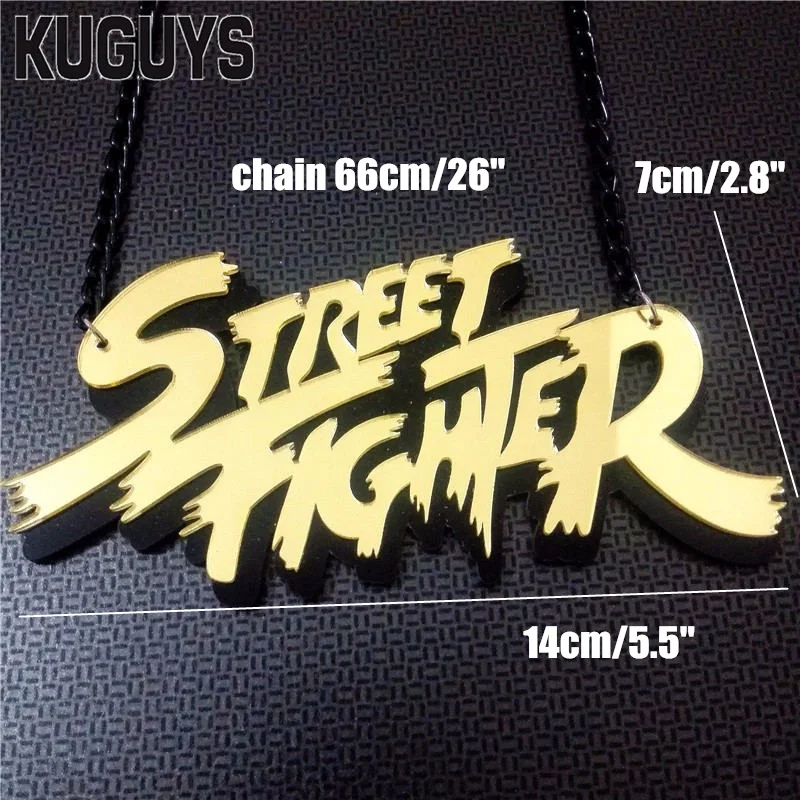 KUGUYS Games Pendant Necklace for Women Men Cartoon Fashion Jewelry Gold Color Mirror Letters Big Chain Accessories