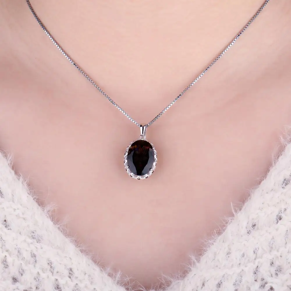 JewelryPalace ogromny 8ct naturalne kwarc dymny 925 srebrny wisiorek naszyjnik dla kobiet bez łańcuszka — zdjęcie 4