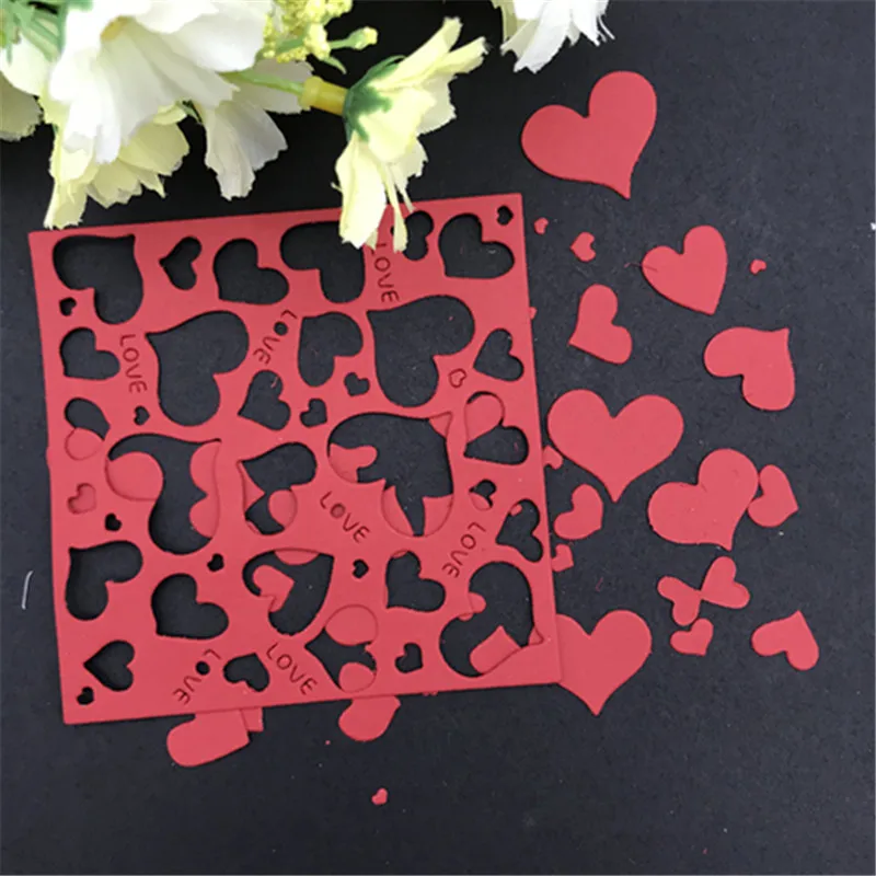 Amore quadrato In Metallo Taglio Muore Stencil Fabbricazione Della Carta Scrapbooking Album di Foto di Nozze Decor Carta Goffratura FAI DA TE