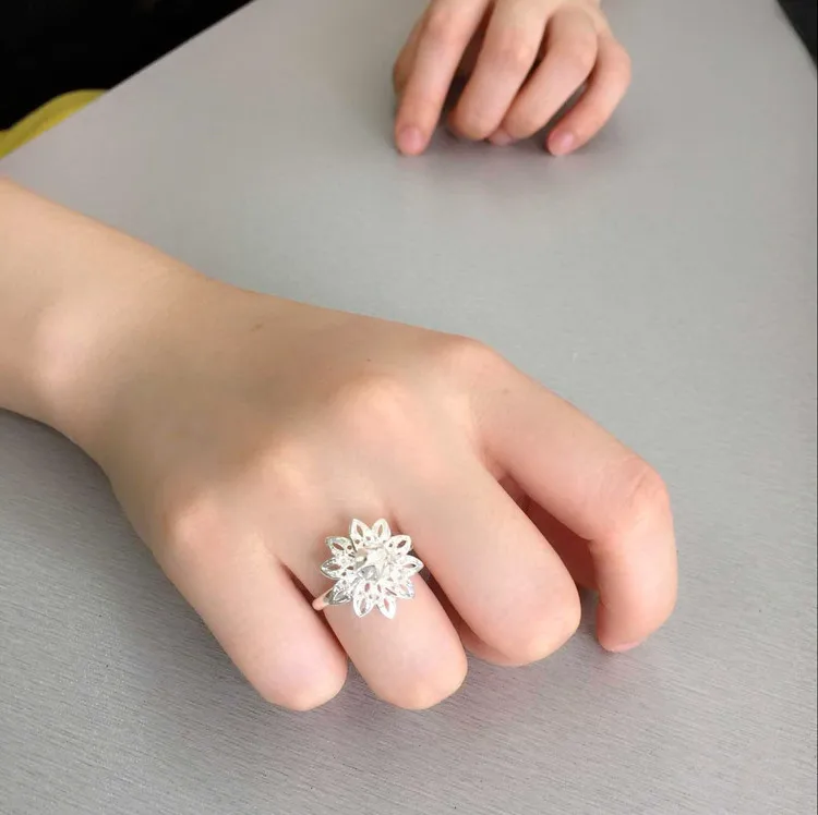 Birthday Gift Fashion Stacking Ring For Women S925 Sterling Silver Beautiful Flower Wedding Band Party Fine Jewelry image 2