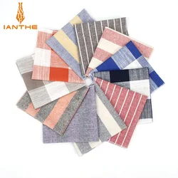 24*24 Gloednieuwe Herenmode Linnen Gestreepte Pocket Pleinen Voor Mannen Zakdoek Wedding Vintage Check Suits Pocket zakdoeken Handdoek