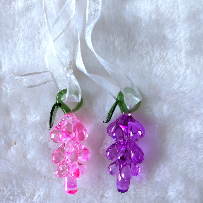 New Release Purple Crystal Glass Grape Christmas Tree Pendant Home Decoration Party Wedding Decoration