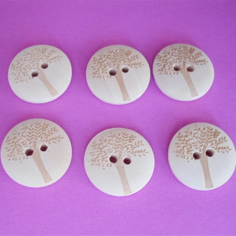 50pcs/lot Wooden Sewing Buttons Scrapbooking Natural 2 Holes 20mm 25mm 30mm Costura Botones Wood Craft MS 004