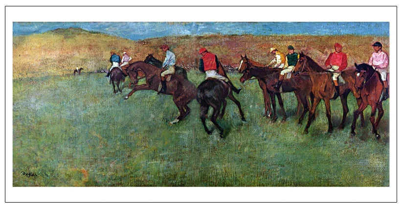 figurative art posters canvas painting mural prints giant poster home decorative art Edgar Degas Racehorses in a landscape