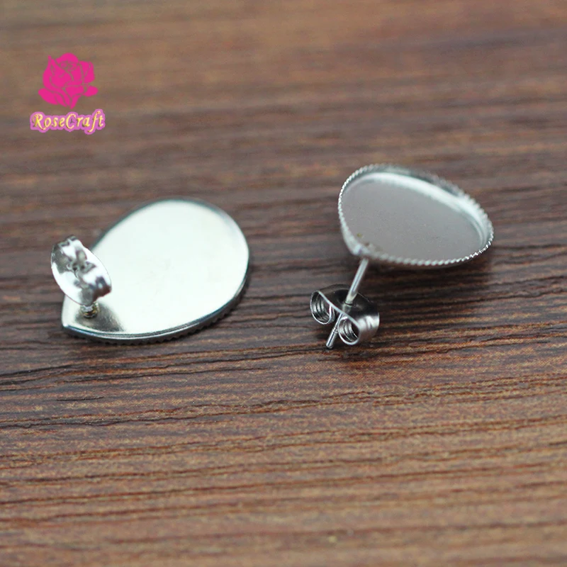 

50pcs Stainless Steel Stud Earring Base Setting Teardrop Blank Fit 13x18mm 25x18mm Cabochon Cameo for DIY Jewelry Findings