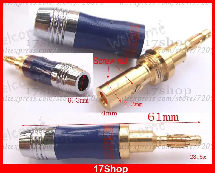 

10PCS Gilded Male plug 4.0mm banana Plug for TV 4mm Binding Post Test Probes