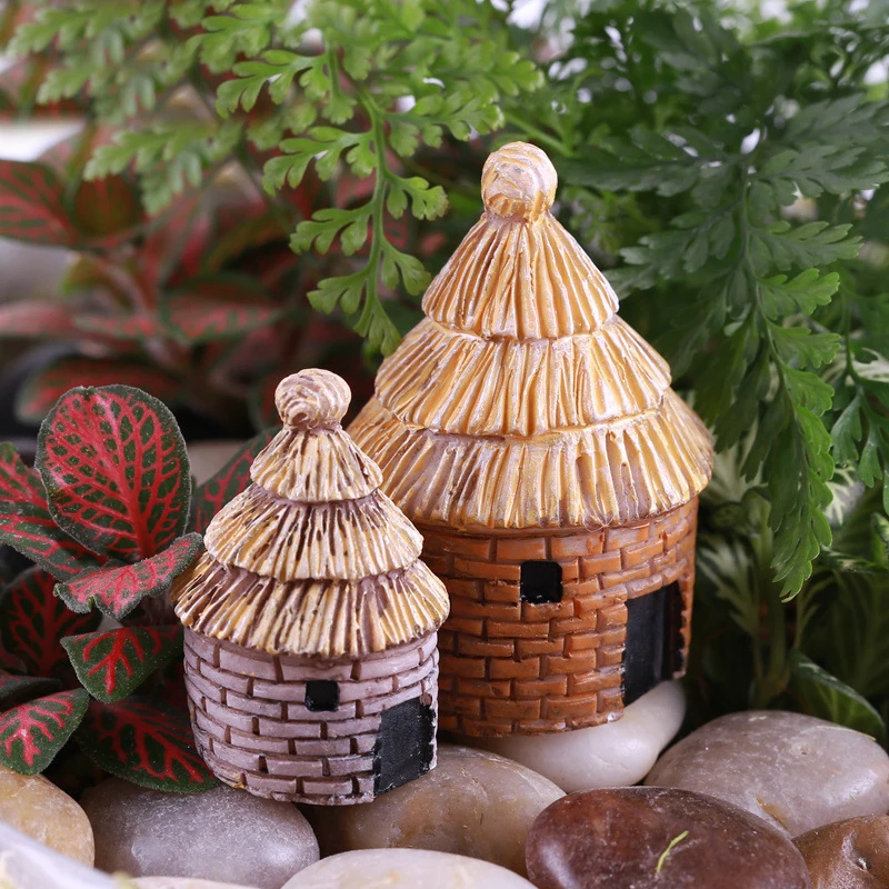 Thatched Cottages House Miniature Fairy Garden Home Houses Decoration Mini Craft Micro Landscaping Decor DIY Accessories