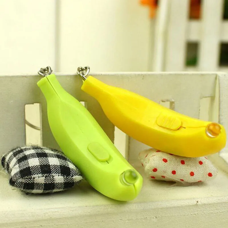 500pcs Banana Shaped Mini Plastic Housing LED Flashlight Lamp Pendant Key Ring Party Decoration Christmas Gift For Kids ZA5244