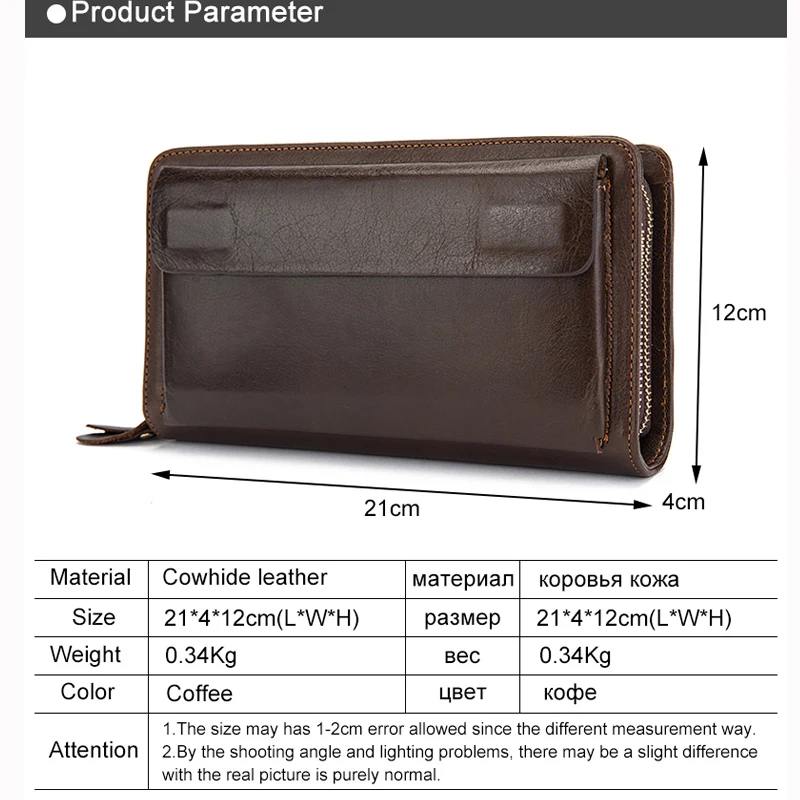 WESTAL Men\'s Wallet Genuine Leather Men Clutch Bag Double Zip Passport Wallet for Cards Coin Long Wallets Purse Hand Bag Pouch