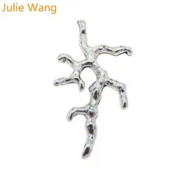 Julie Wang 20PCS Small Tree Branch Shape Charms Antique Silver Color Connector Necklace Pendant  Jewelry Making Accessory