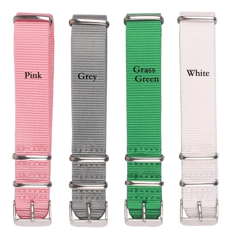 New Strong Solid Color watchband Wristwatch Band Stainless steel Buckle fabric brown Red Black Nylon Strap 22mm 18mm 20mm