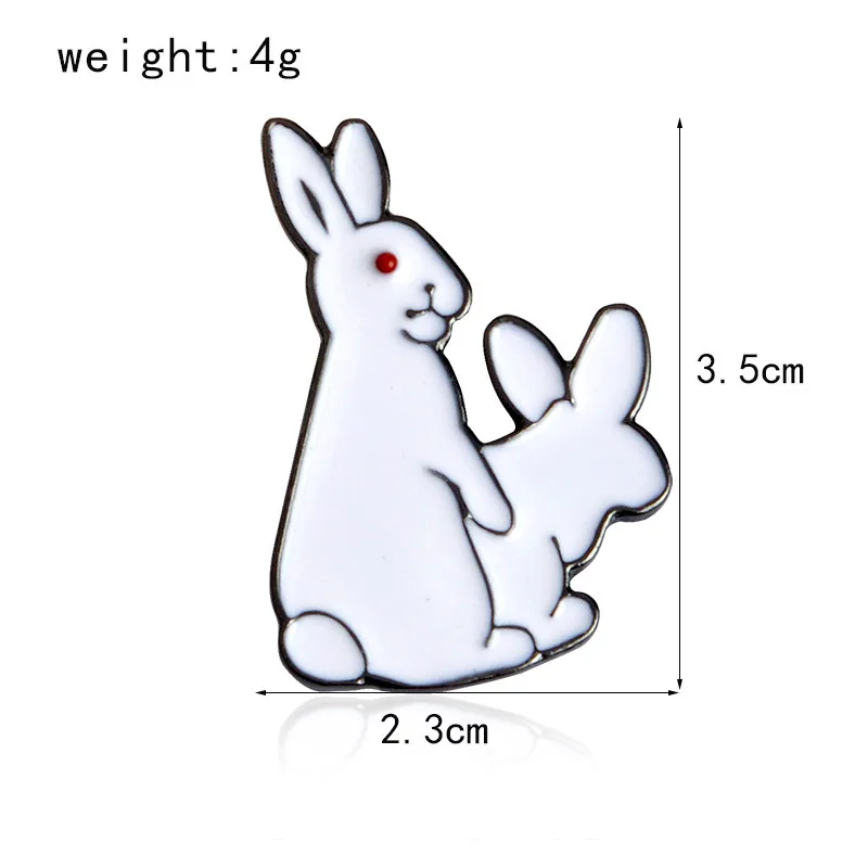 Creative Cartoon Black White Rabbit Enamel Pins Cute Couple Animal Alloy Brooch Badges Trendy Fun Lapel Jewelry Gift For Friends