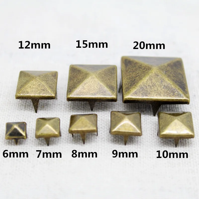 Bronze Pyramid 4 Claws Rviets For Leather Craft Square Rivet Studs And Spikes For Clothes Remaches Para Cuero Tachas Para Ropa