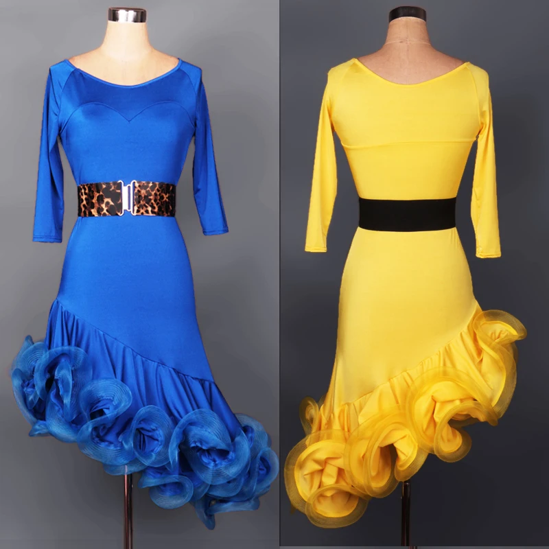 Vestido de baile latino para adultos/niños, rojo/Negro/morado/amarillo, para baile de salón, falda Cha