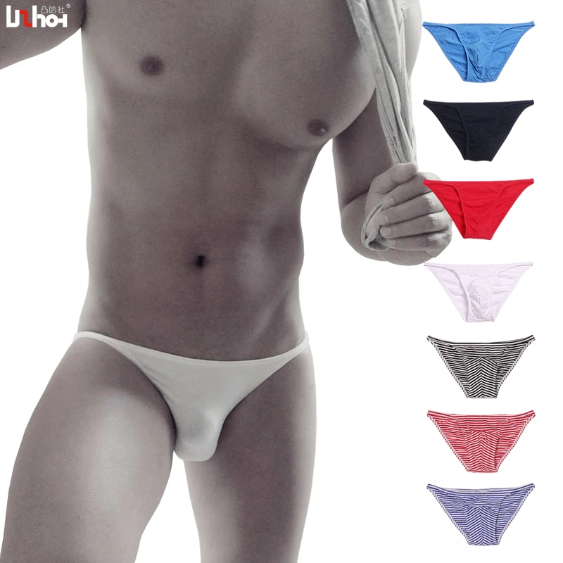 Breathable bag thin side high fork fitness attractive stripe men\'s underwear male brief cotton boys underwear 13004