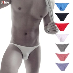 Breathable bag thin side high fork fitness attractive stripe men's underwear male brief cotton boys underwear 13004