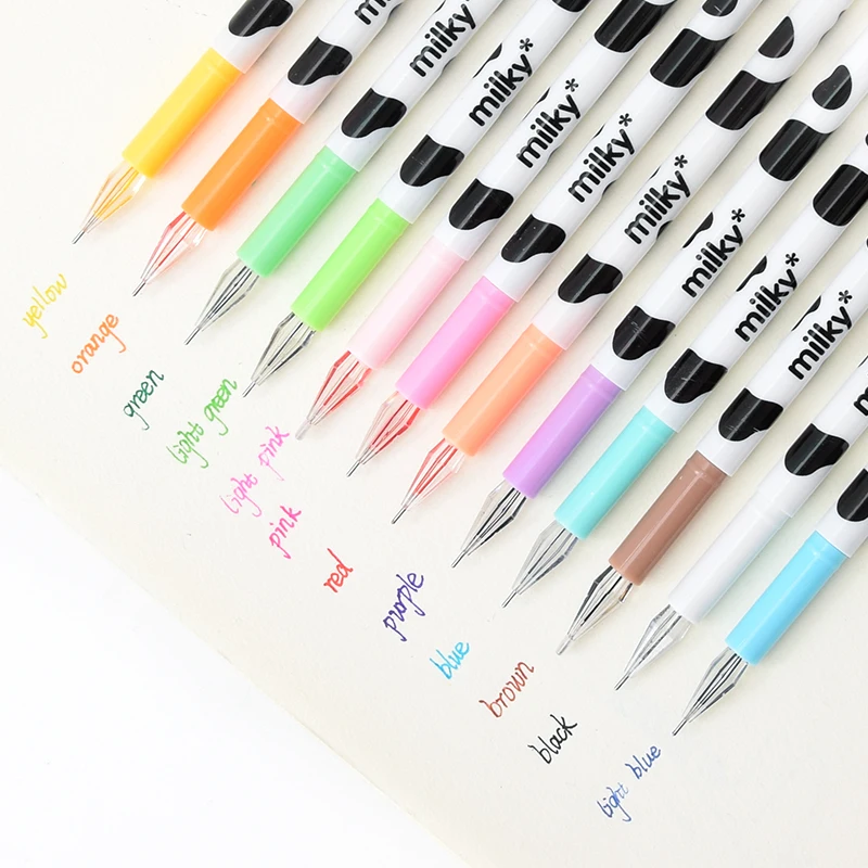 

12 colors/lot Korean cartoon creative milky cow color gel pen student stationery lovely diamond gel pens school office supplies