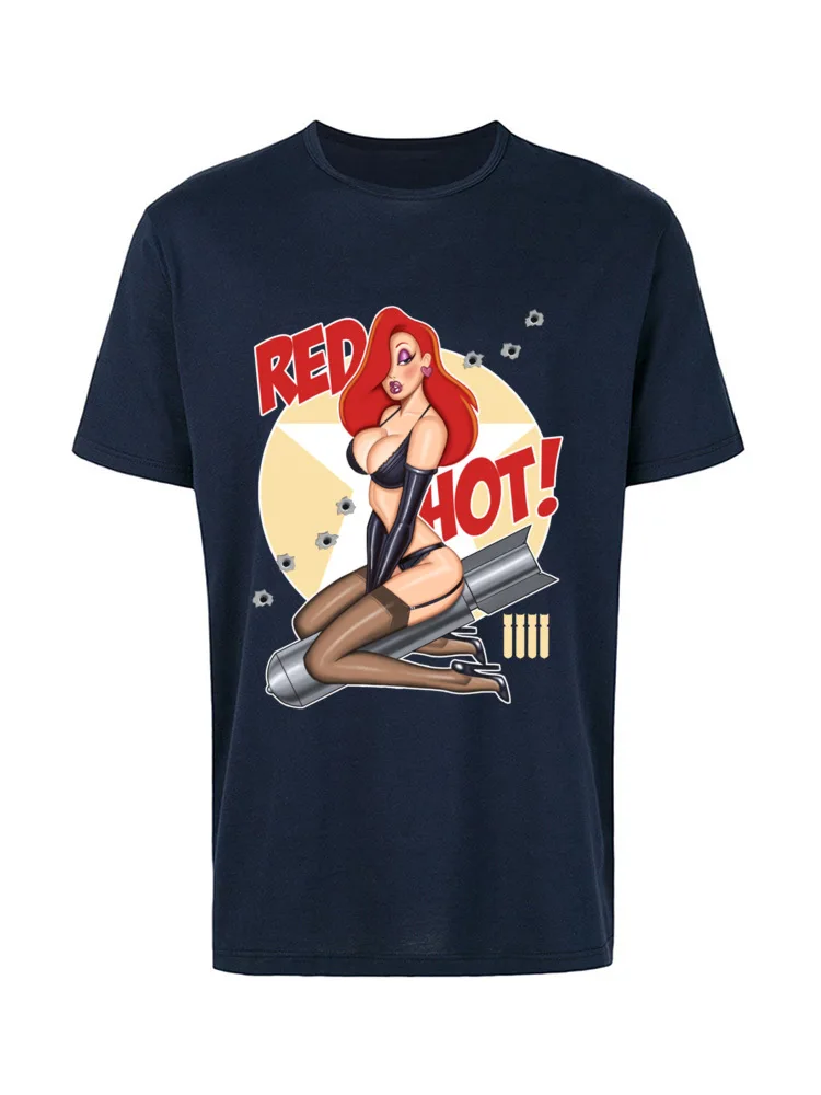 Pin Up Sexy Boom T Shirts Red Hot Bomb Weapon Print Adult Tops T Shirt Oversized Sex Warrior Funny Design T-Shirts Top Quality