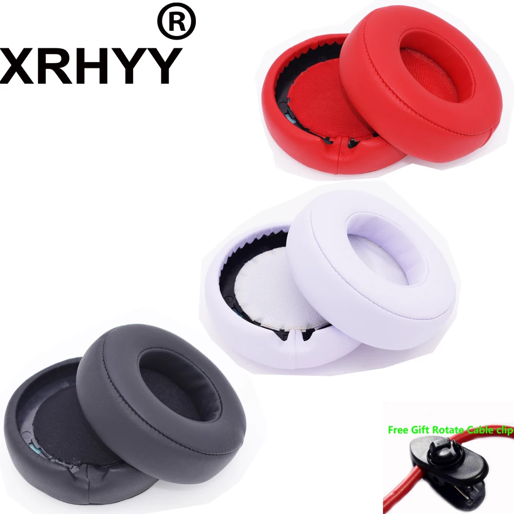 XRHYY Replacement Ear Pad Cushion Earpad For Monster Beats By Dr. Dre Pro Detox Headphones +Free Rotate Cable Clip