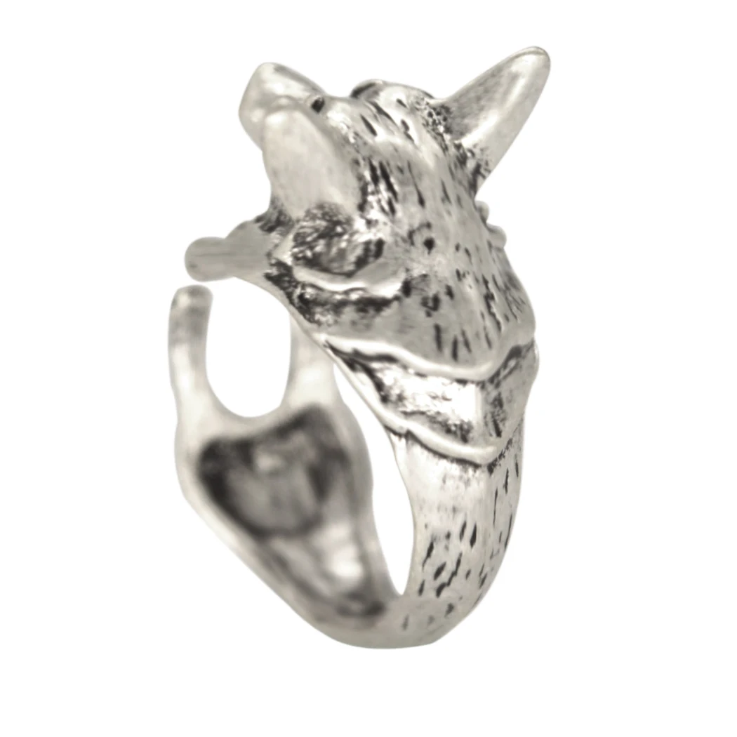 Cxwind Antique Bronze Wolf Boho Chic Welsh Corgi Dog Ring Animal English Dog Ring Hippie Knuckles Rings for Women Jewelry