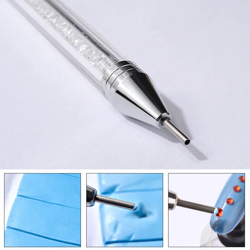 Dual-ended Nail Dotting Pen Crystal Beads Handle Rhinestone Studs Picker Wax Pencil Manicure Nail Art Tool