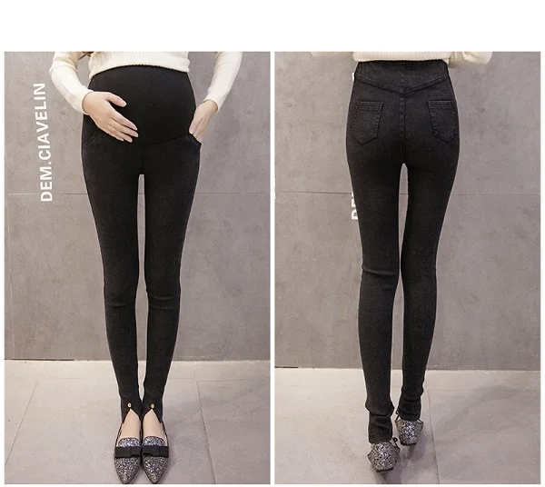 Maternity Pants hot thin new fall and winter maternity jeans trousers stretch Slim fashion prop belly pregnant women