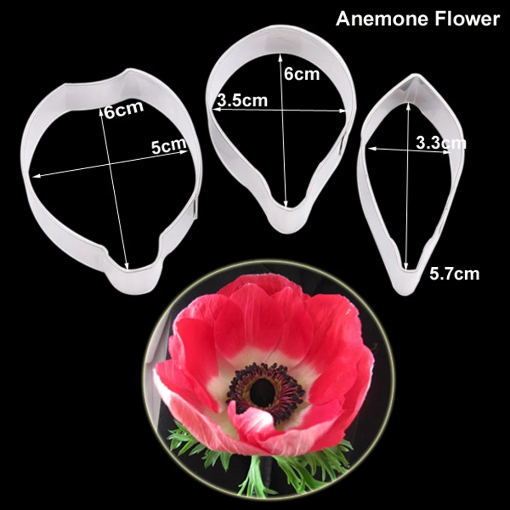 Anemone Flower Petal & Leaf &Cutter Silicone Mold Fondant Mould Cake Decorating Tools Chocolate Gumpaste,Sugarcraft Mold CS217