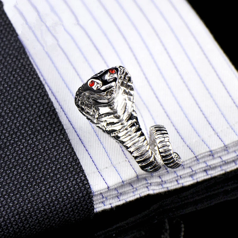 FLEXFIL Jewelry french shirt cufflink for mens Brand designer Cuffs link snake Button male High Quality cobra Wedding gemelos