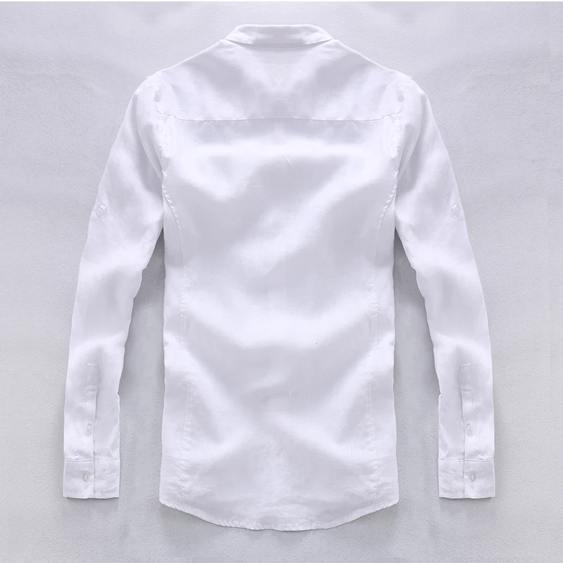 Designer new pure linen shirt men brand white casual loose long sleeve flax shirts for men camisa masculina chemise