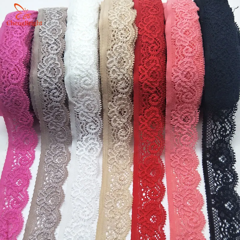 ChengBright New 10 Yards High Quality Stretch Elastic Lace Ribbon White Ribbon Lace Trimmings for Sewing African Lace Fabric DIY