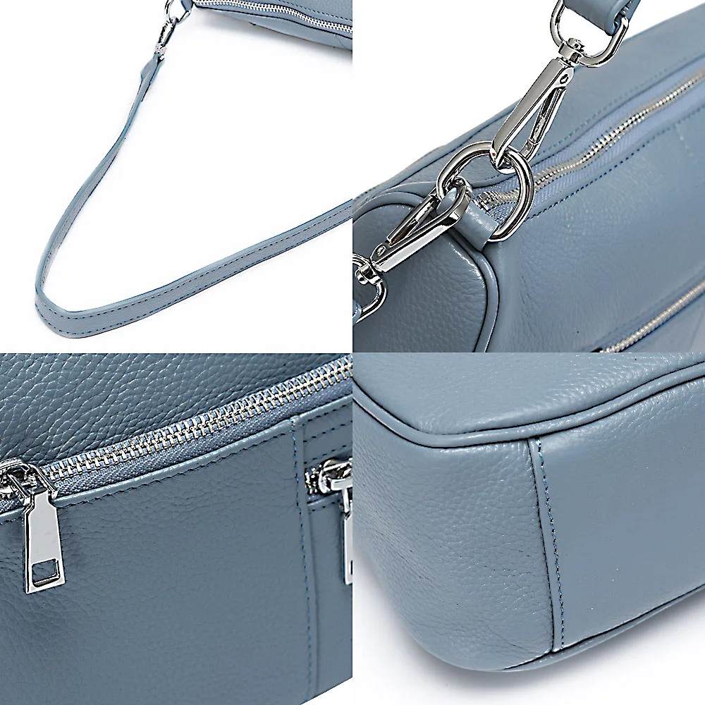 Zency Noble Temperament Women Shoulder Bag 100% Genuine Leather Winter Linen Blue Fashion Crossbody Purse Beige Hobos Handbag