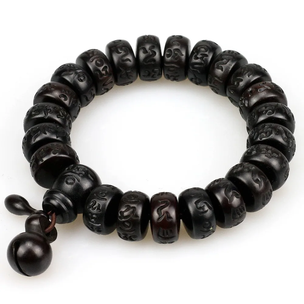 Natural Wood Tibetan Buddhist Male Bracelet Lightning Stroke Jujube Beads Meditation Men Mantra Bracelet Women Yoga Jewelry