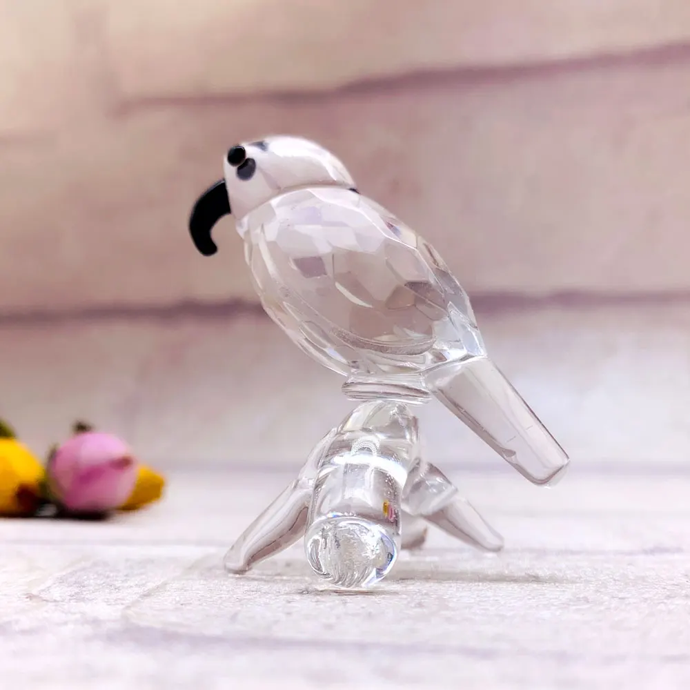 Estátua Animal De Vidro Artesanal Em Miniatura, Estatuetas De Papagaio De Cristal Claro, Coleção Paperweight, Ornamento De Mesa, Decoração De Casa, Presente De Natal