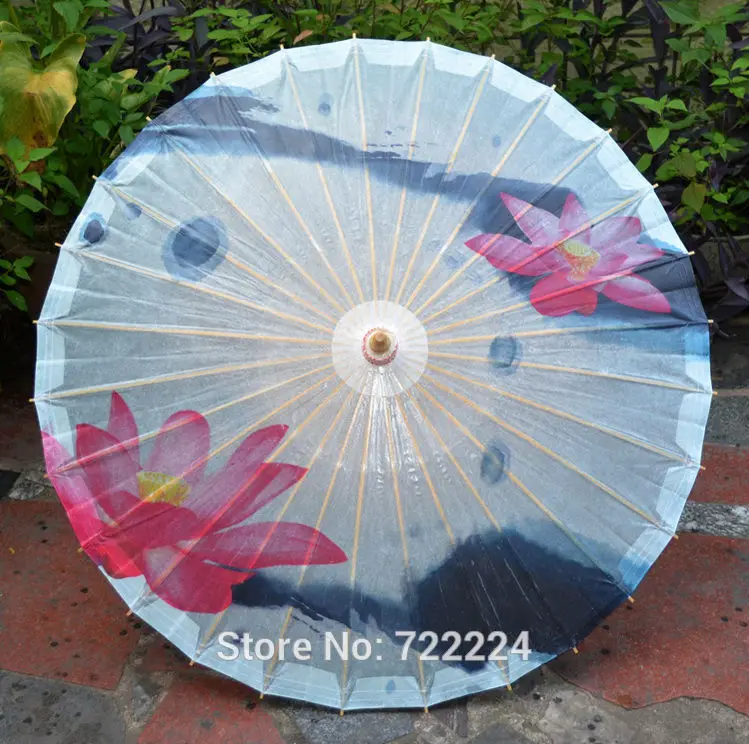 Dia 50cm Chinese Craft Classical Red Lotus Painting Oiled Paper Umbrella Handmade Parasol Decoration Gift Dance Props Umbrella