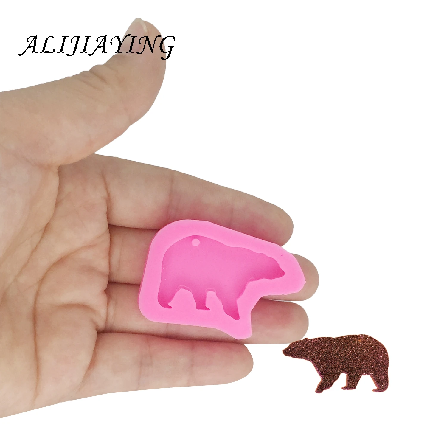 Shiny DIY Mother bear and baby bear shape silicone mold for keychains Resin Mold for 3D crafts tools DY0049