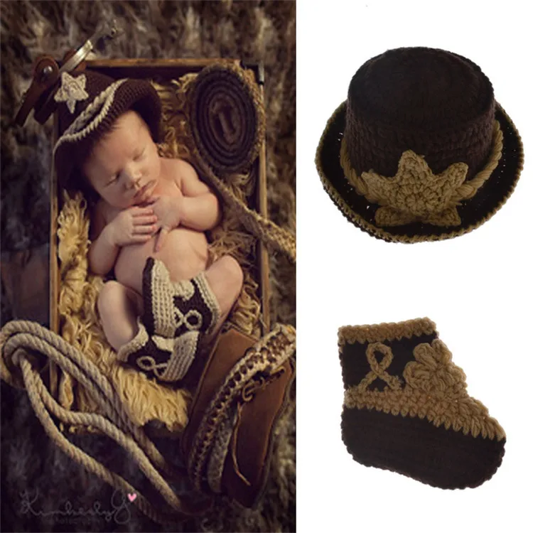 New Top Sale Photography props newborn baby western cowboy hand hook set