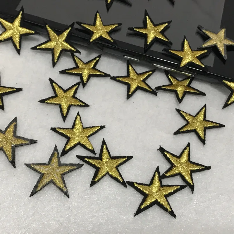 5PCS Embroidered Golden Silver Star Patches Applique Iron On Clothing Applique for Clothes Sweater Bags Patch DIY