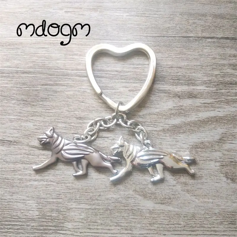 German Shepherd Dog Animal Gold Silver Plated Metal Pendant Keychain For Bag Car Women Men Girls Boys Love Jewelry K060