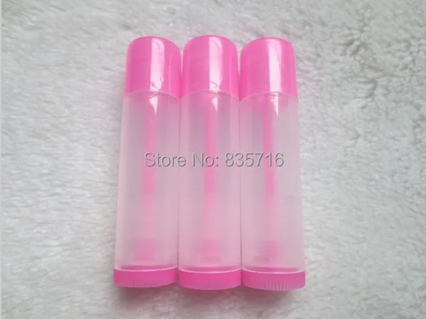 100Pcs 5ML Empty Lipstick Tube,Transparent+Pink cap Makeup Lip Gloss Container,Sample Cosmetic Lip Balm Sub-bottling HZ14