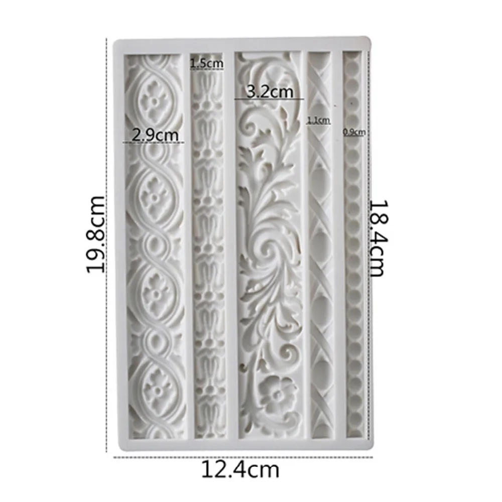 DIY European relief Cake Border Silicone Mold Frame Fondant Cake Decorating Tools Embossed Candy Chocolate Gumpaste Mould