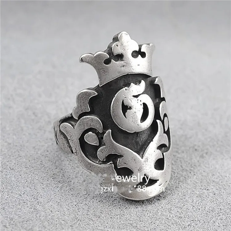 Gaboratory Garber Hand-polished Retro 925 Silver Thai Silver Men's Crown Opening Ring