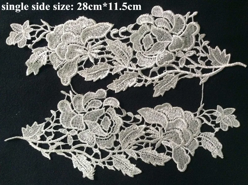 

28cm*11.5cm water soluble embroidery mirrored appliques,wedding dress applique accessories,XERY-BQ1222C