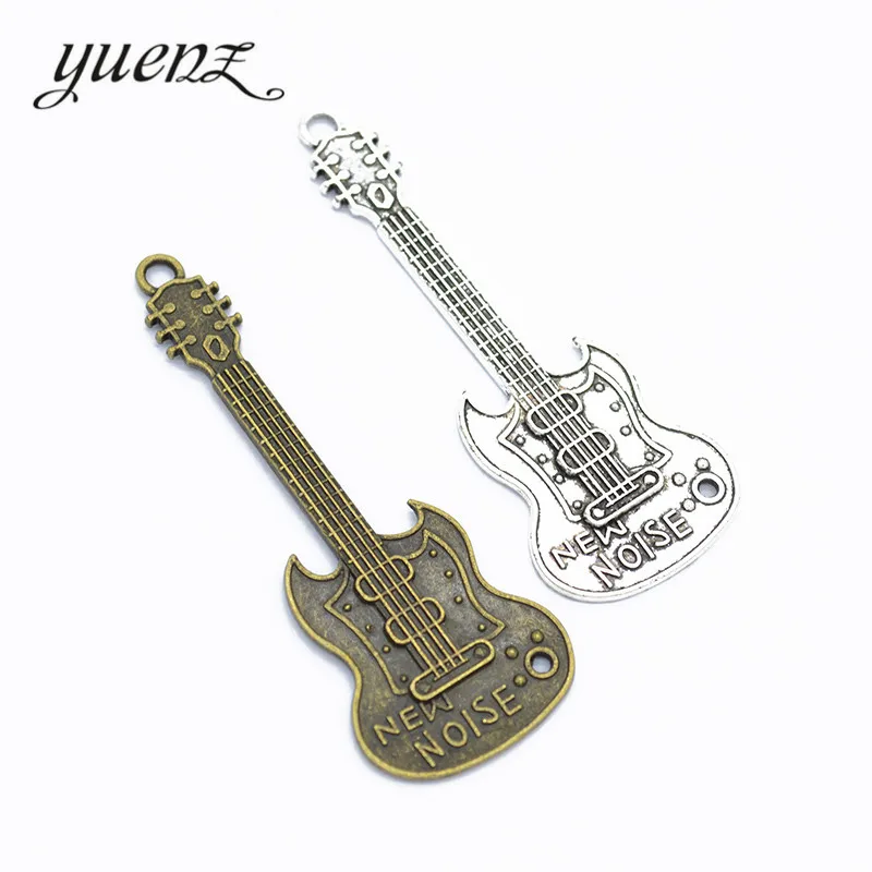 YuenZ 3 pcs Antique Silver color Guitar Charms Pendants Jewelry Making Accessories Diy Handmade 68*25mm P117