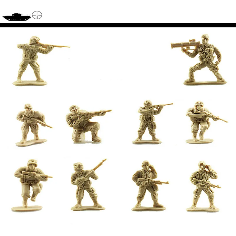 Figurines militaires médiévales de la seconde guerre mondiale, 100 pièces/ensemble, soldats de Simulation de guerre, modèle statique, jouets de table de sable, cadeaux pour enfants