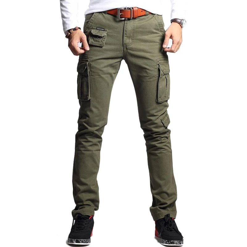 Skinny Pant New Men Fashion Military Cargo Pants Slim Regualr Straight Fit Cotton Multi Color Camouflage Green Yellow V7A1P015