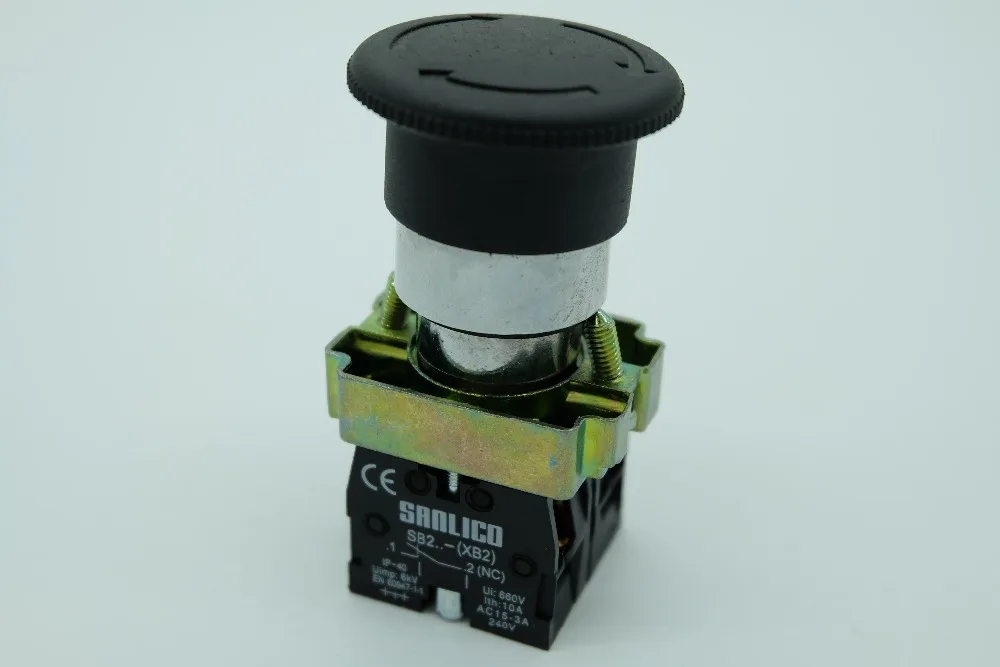 Metal Emergency Stop Mushroom Head Push Button Switch SB2 LA68B XB2BS542 BS545 Latching Turn to Release Ø22mm