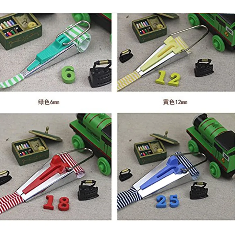 ชุดทำเทปอคติผ้า4ชิ้น/เซ็ต6/12/18/25มม. สำหรับงานตัดเย็บอุปกรณ์เย็บผ้าควิลท์เย็บปะติดปะต่อเครื่องมือเย็บขอบ