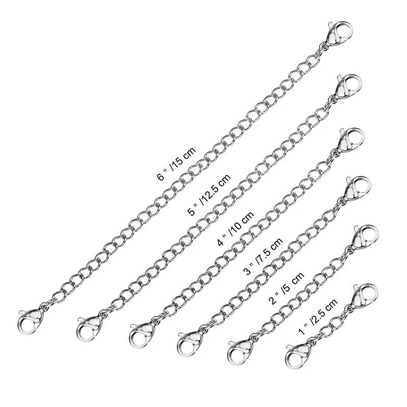 Großhandel 10 Stück/Set Edelstahl Halsketten- und Armband-Verlängerungsketten-Set für DIY-Schmuckherstellung in Zwei Farben – Detail 2