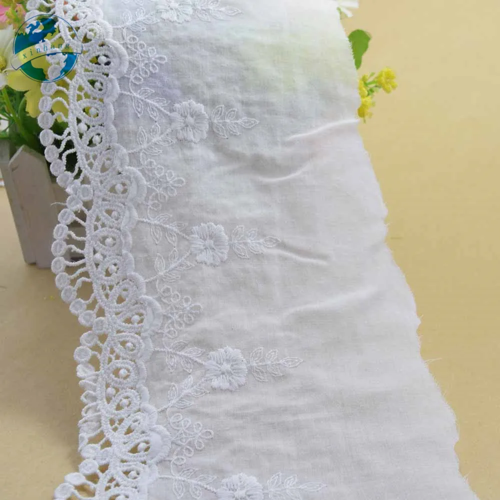 14cm White Lace 100% Cotton Embroidery French Lace Ribbon Fabric Guipure Diy Trims Warp Knitting Sewing Garment Accessories#3318