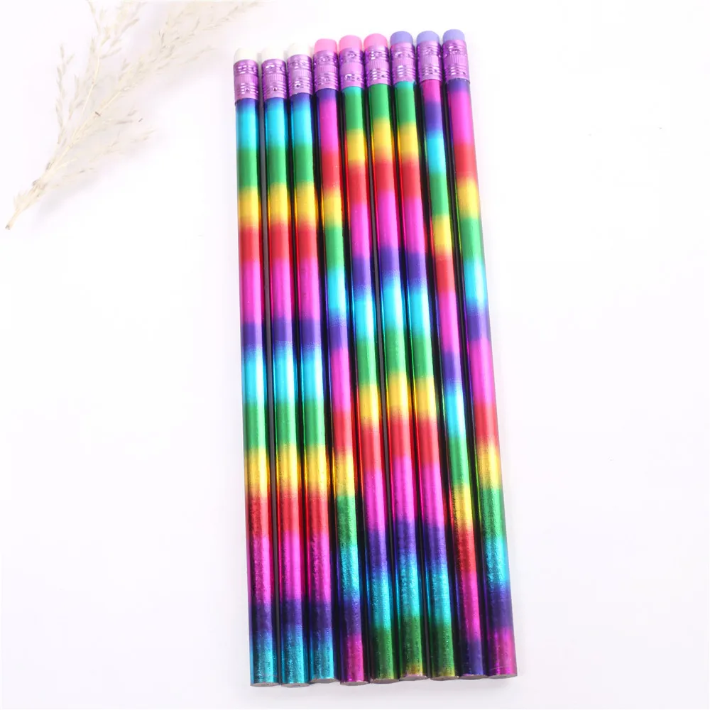 

48 pcs/lot Creative Rainbow Colorful Wood Pencil Environmental Bright color Appearance Pencil school office writing Stationery